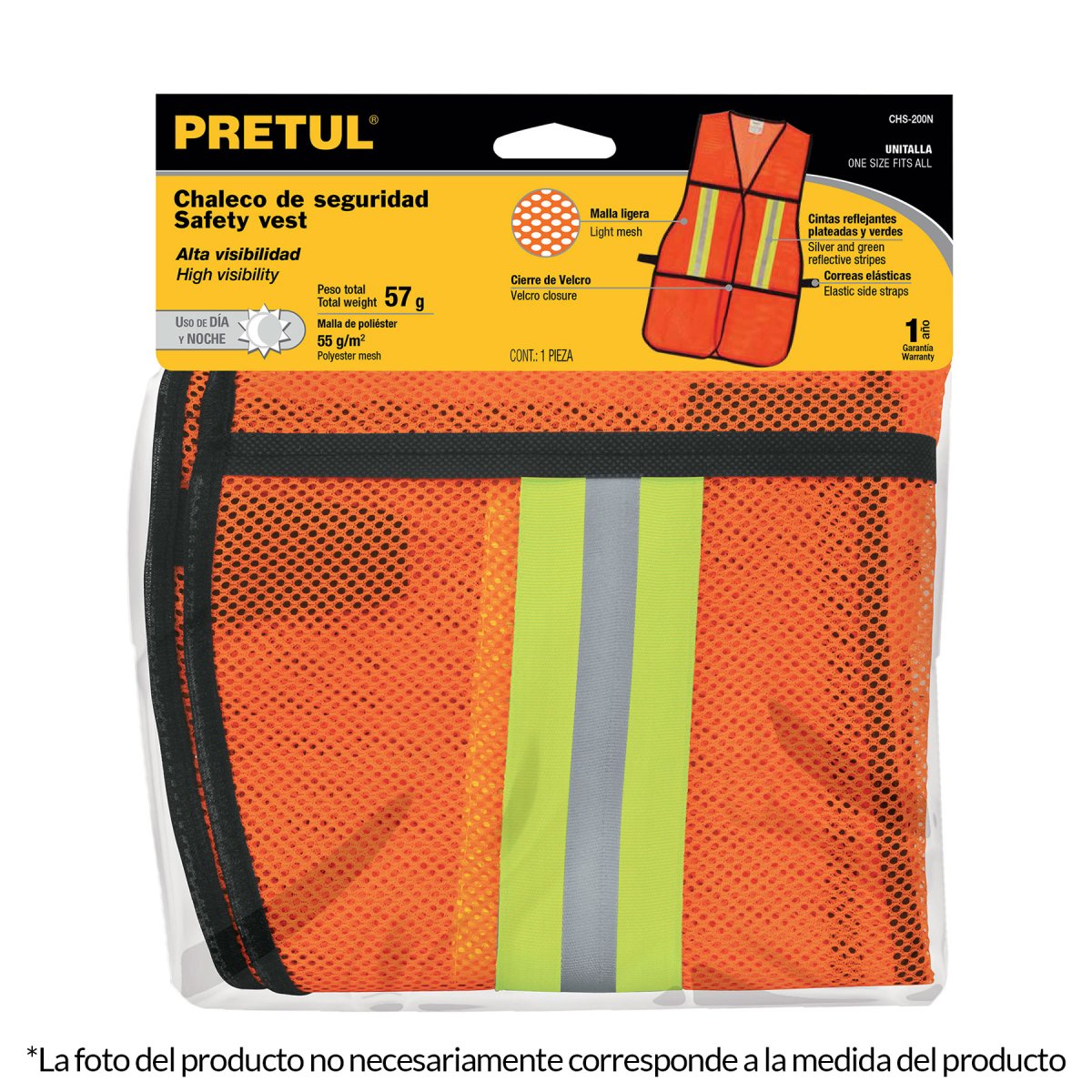 CHALECO DE SEGURIDAD, VERDE PRETUL COD: 21026 - Imagen 2