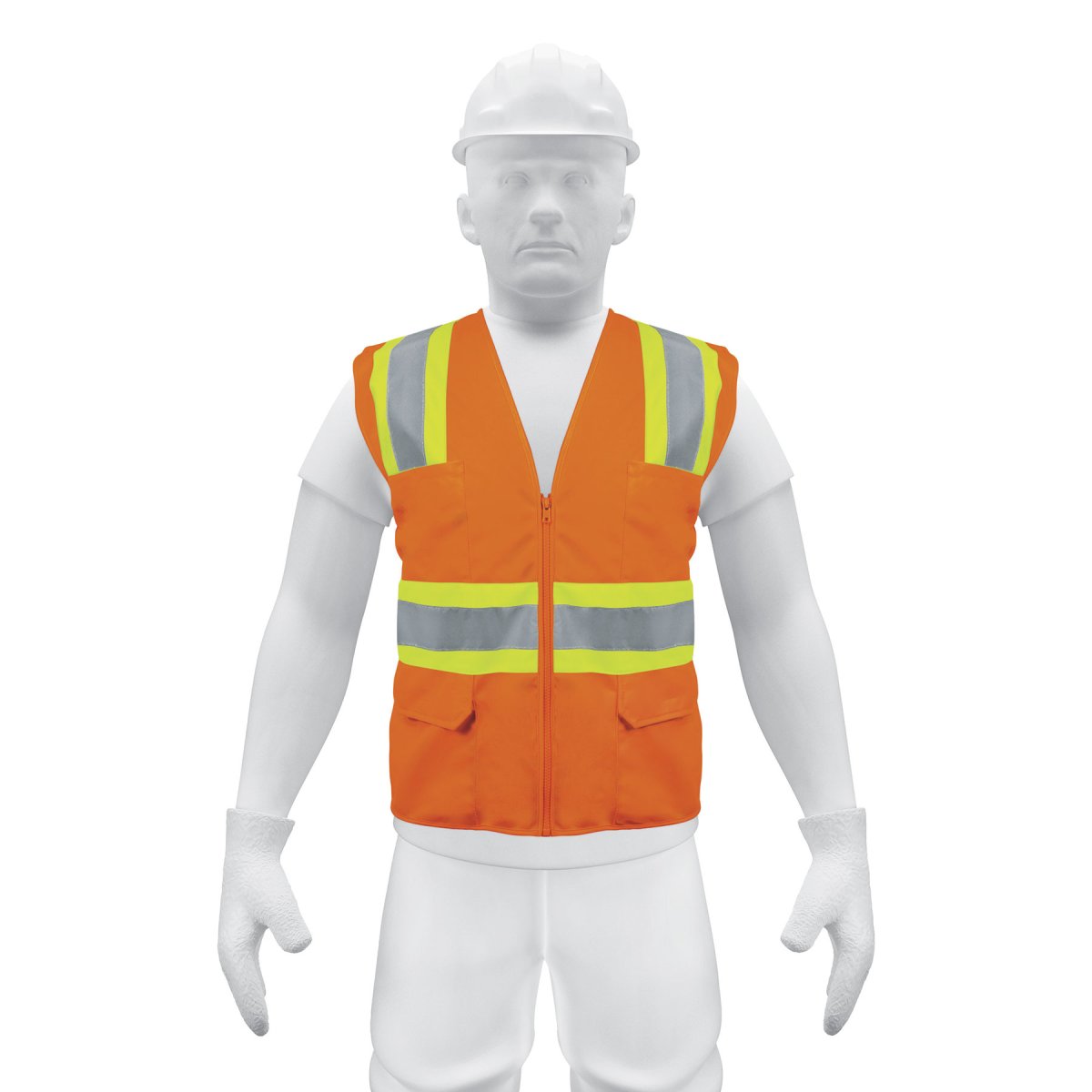 CHALECO SEGURIDAD CON CINTAS REFLEJANTES Y BOLSAS, NARANJA, TRUPER COD: 13475